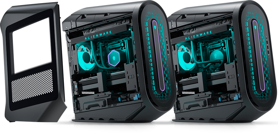 Alienware Aurora R15 Phiên bản làm mát chất lỏng Cryo (trái) và thông thường (Phải)