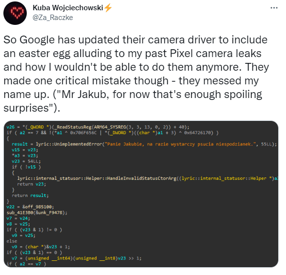 Đoan code rò rỉ Camera trên Google Pixel 7a