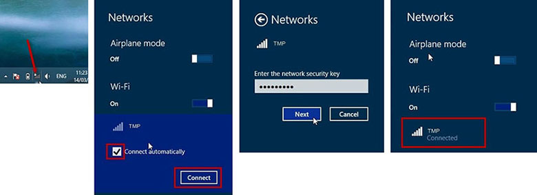 cách kết nối wifi cho laptop dell trên Windows 8