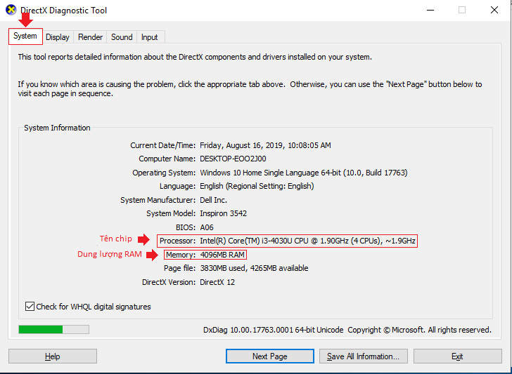 DirectX Diagnostic Tool