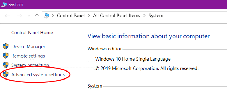 Advanced System Settings