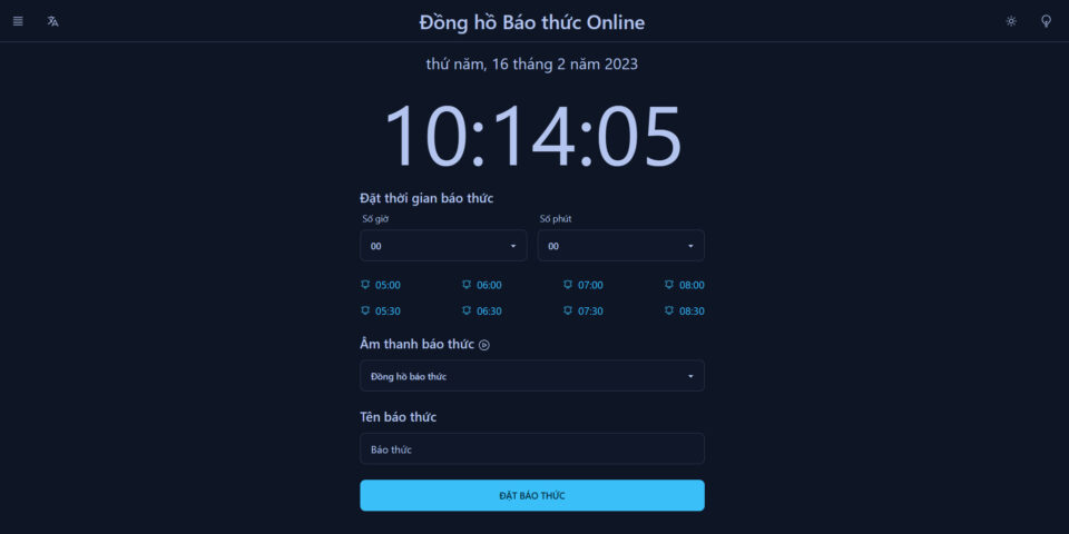 Tạo báo thức với đồng hồ báo thức Online