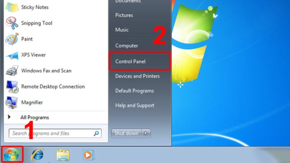 Vào Control Panel trên máy tính laptop Win 7