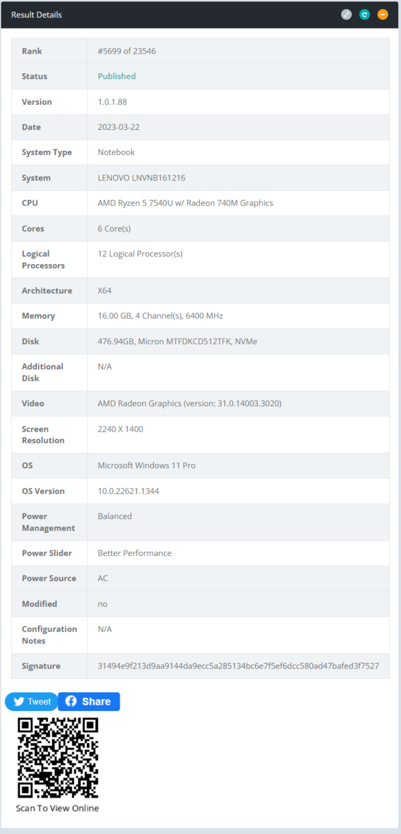 AMD Ryzen 7540U trên Lenovo IdeaPad 330 or IdeaPad Gaming 3 laptop