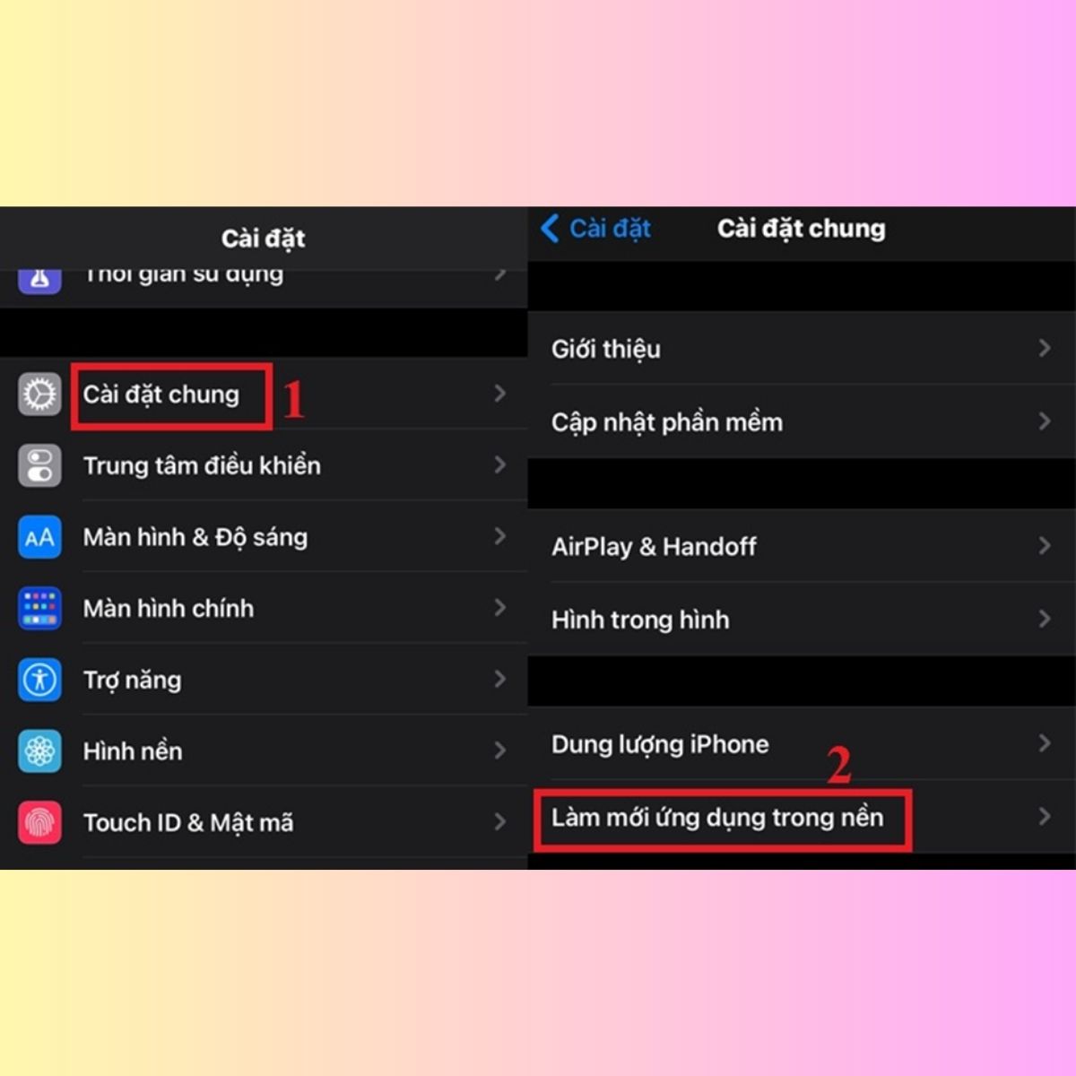 Tắt làm mới ứng dụng trong nền
