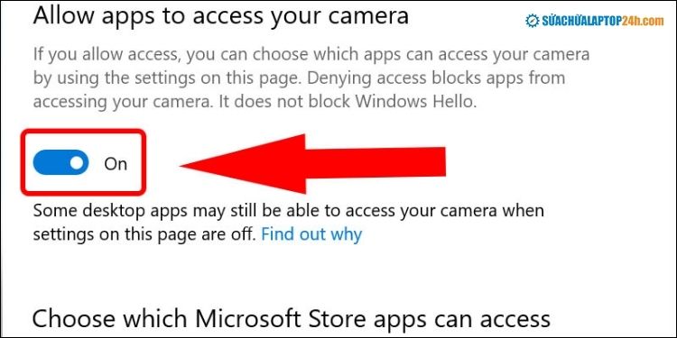 Allow apps to access your camera