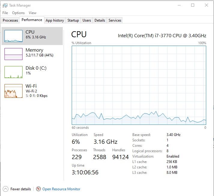 Bật task Manager để xem thông số RAM