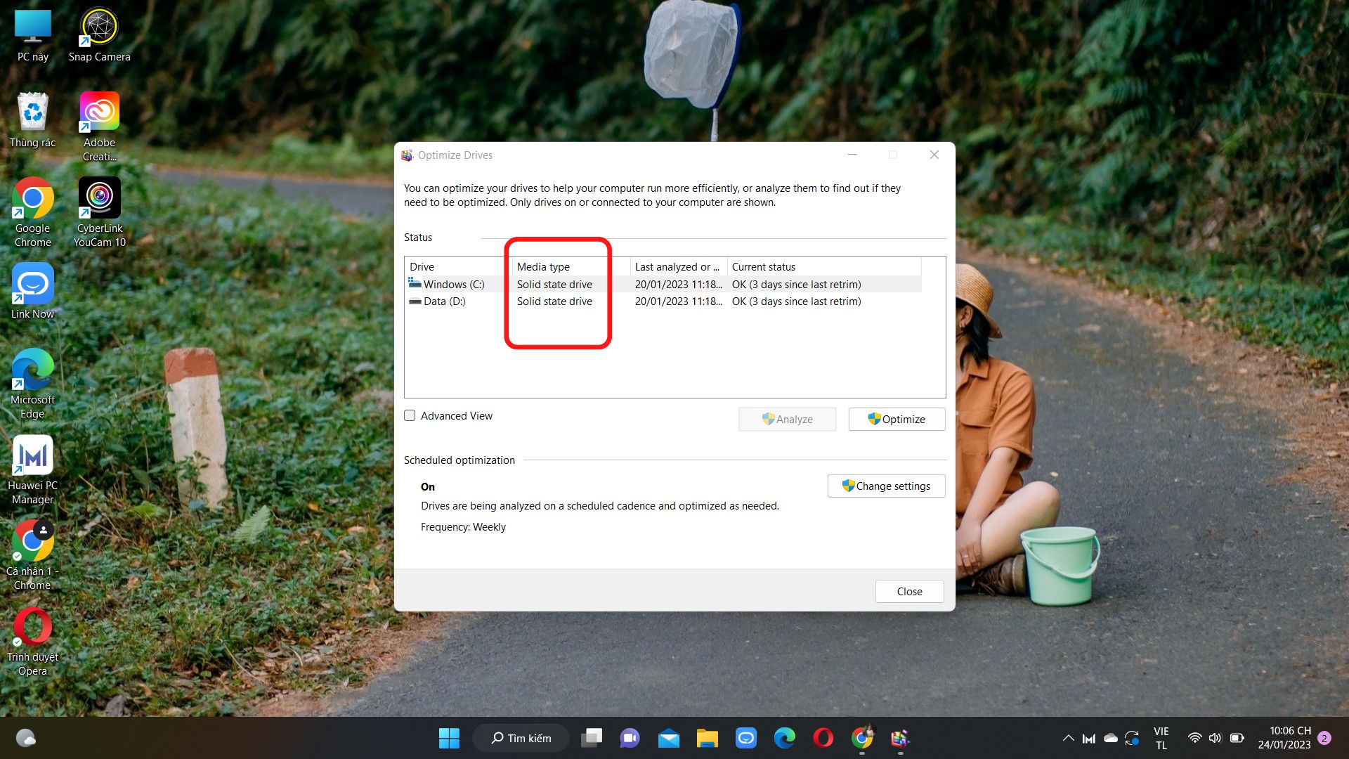 Kiểm tra ổ cứng laptop thông qua cột Media Type