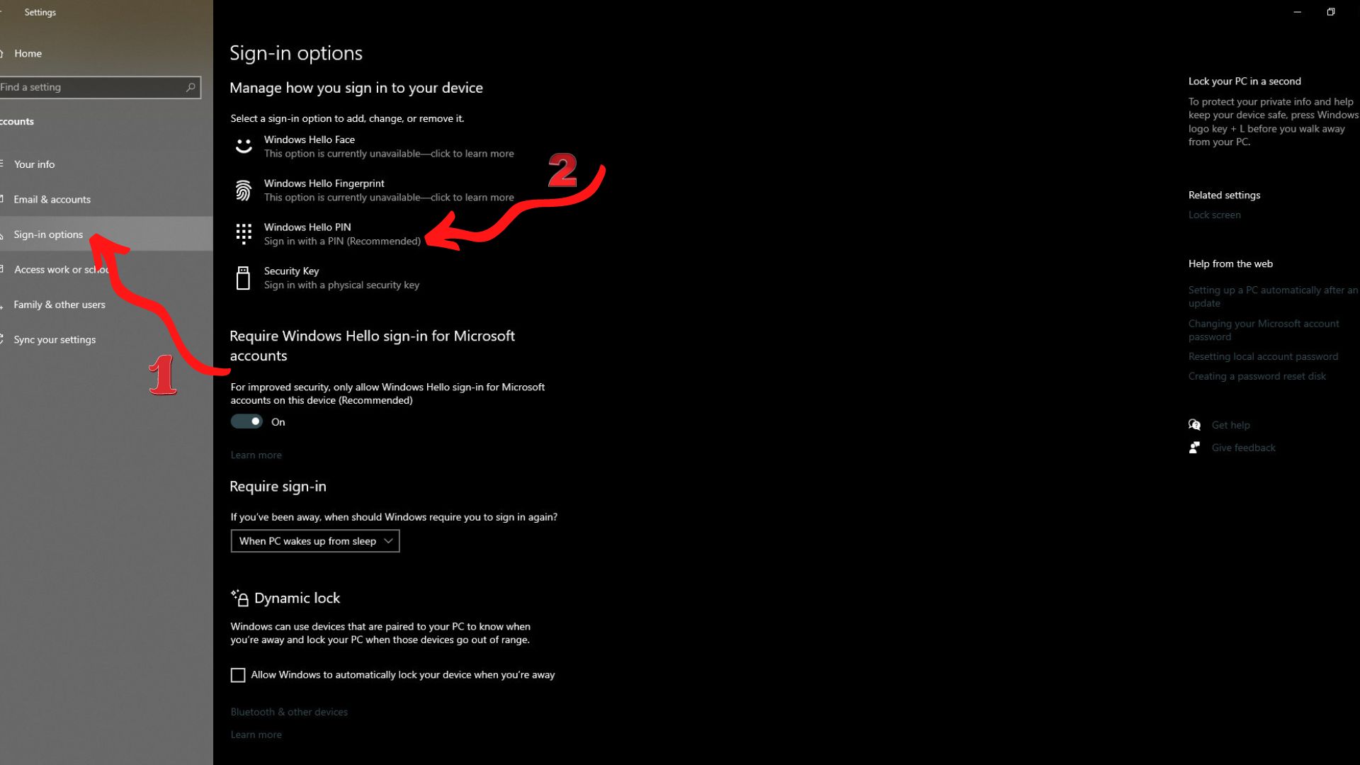Sign-in options