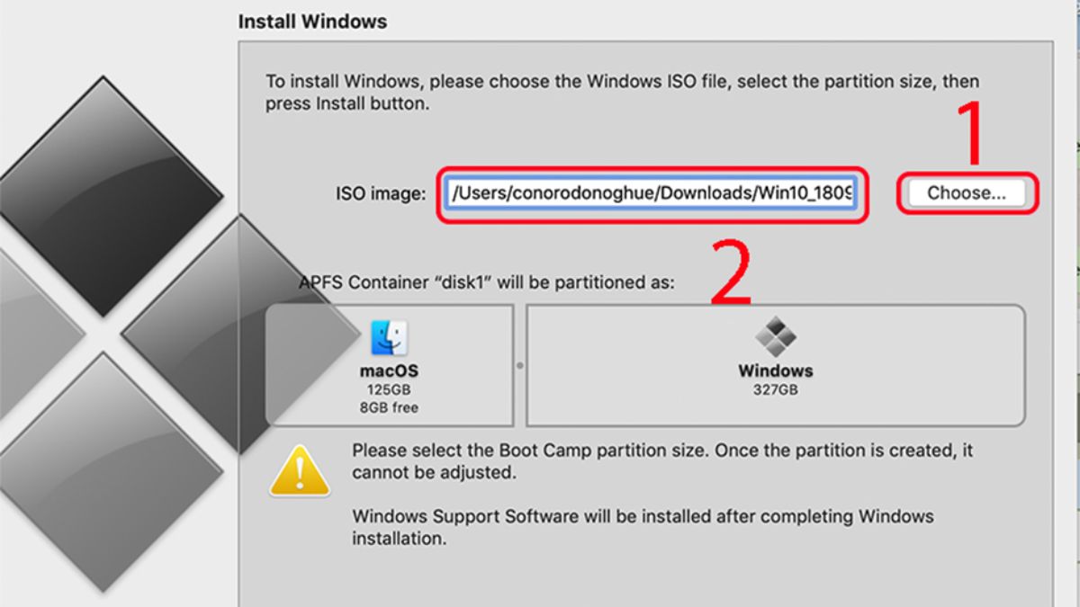 Tại mục ISO image, nhấn vào Choose