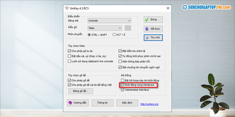 Thiết lập Unikey khởi động cùng Windows