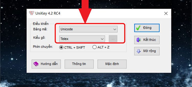 Thiết lập bảng gõ Unikey