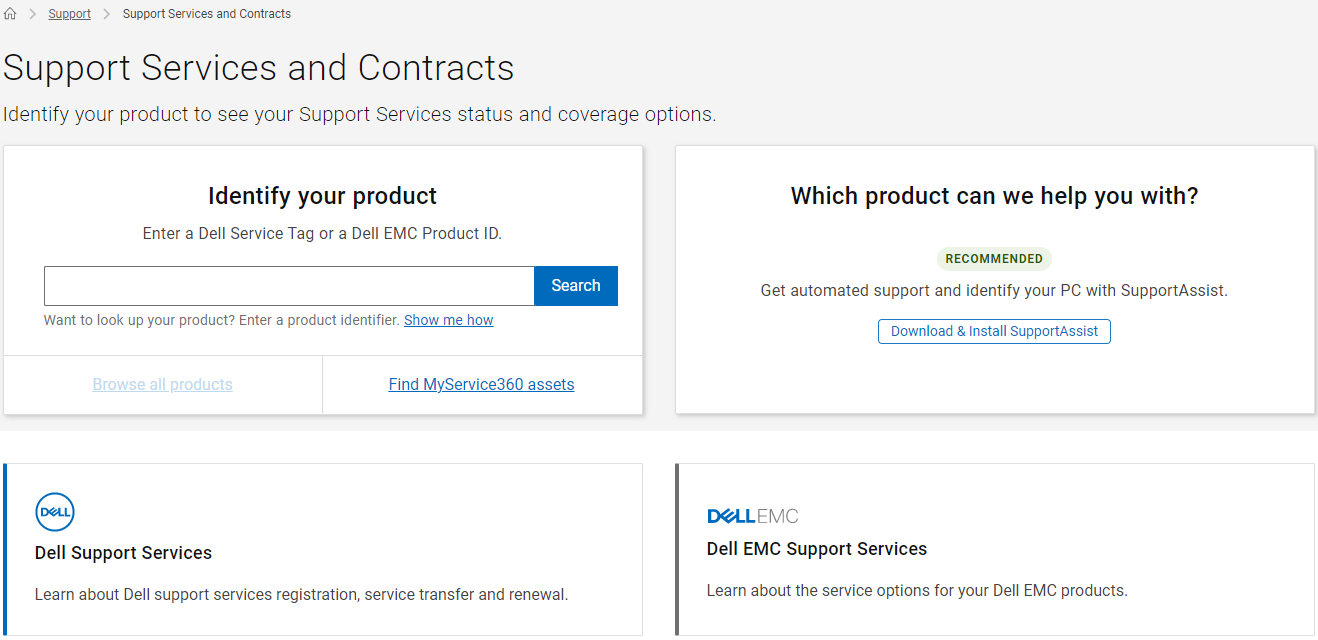 Trang web Support của Dell