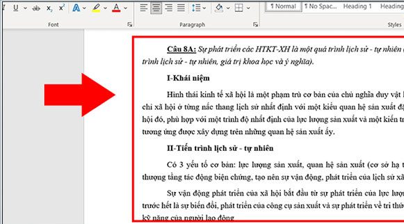 Văn bản sau khi xóa gạch đỏ trong word