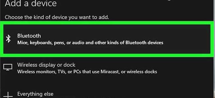 Chọn Bluetooth để laptop tìm kiếm thiết bị loa Bluetooth