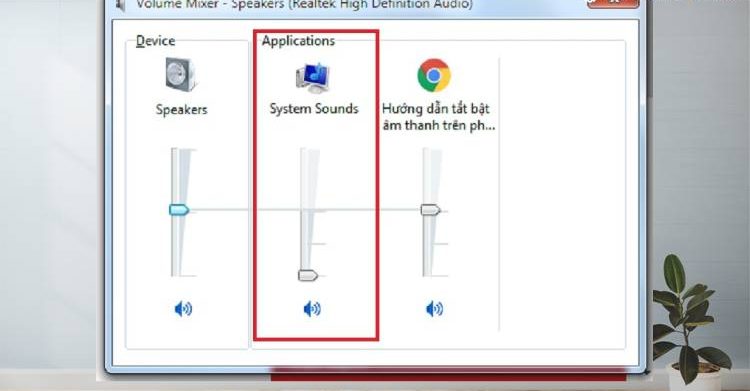 Chọn tab Applications để tắt âm thanh bàn phím
