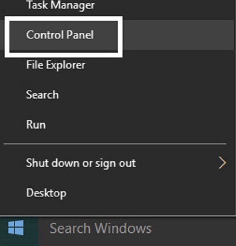 Mở Control Panel trên windows