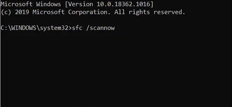 Nhập sfc/ scannow vào Command Prompt