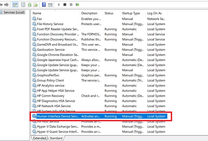 Tìm Human Interface Device Service