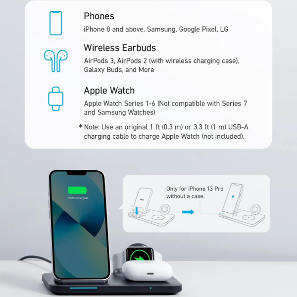 Đế sạc không dây Anker 3 trong 1 ( Anker Foldable 3-in-1 Wireless Charging Station with Adapter - Anker 335 Wireless Charger_1
