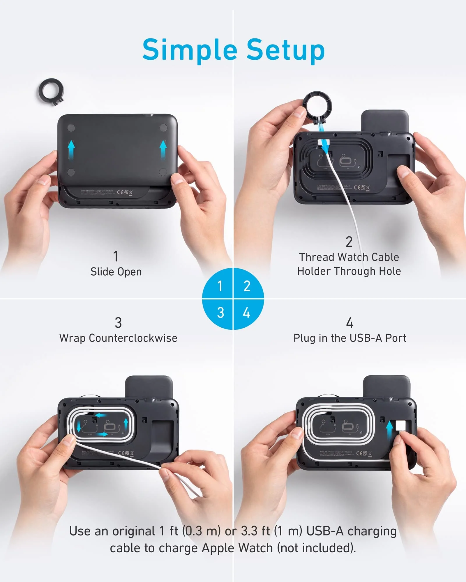Cách setup Đế sạc không dây Anker 3 trong 1 với dây sạc Apple Watch