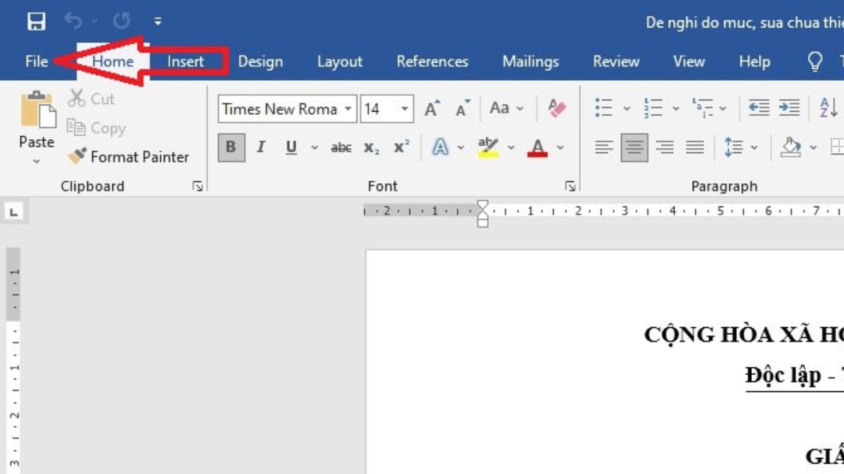 Chọn File bên góc trái màn hình