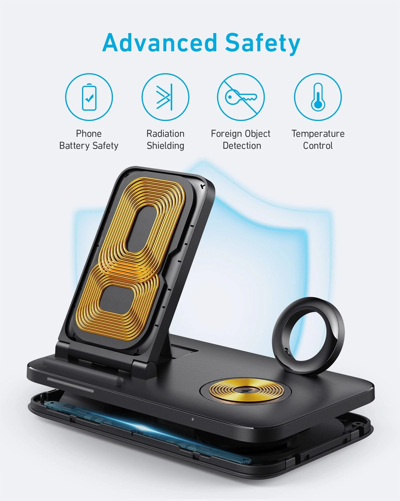 Công nghệ sạc không dây trên Đế sạc không dây Anker 3 trong 1 ( Anker Foldable 3-in-1 Wireless Charging Station with Adapter - Anker 335 Wireless Charger)