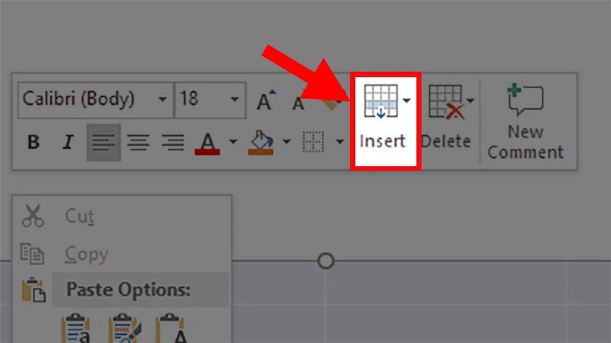 Nhấp chuột phải tại bảng đã tạo và nhấn chọn Insert