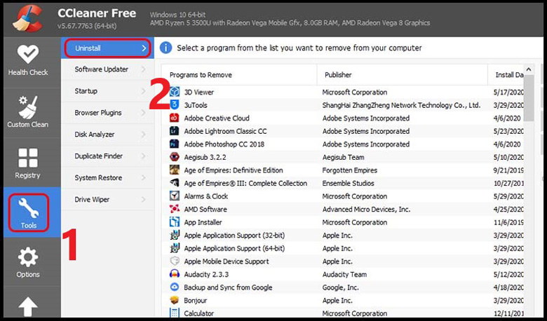 Tools - Uninstall
