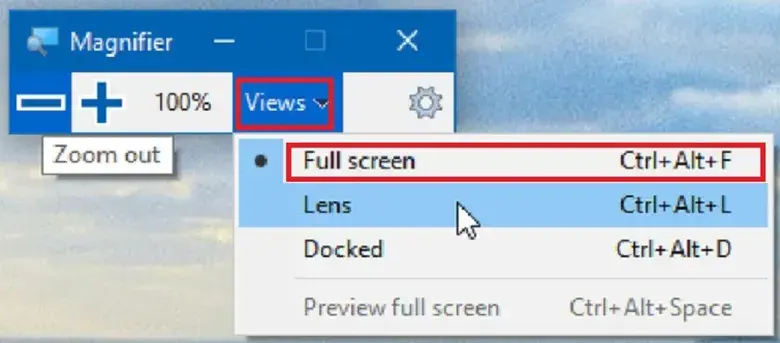Phóng to màn hình laptop Win 10 bằng Magnifier
