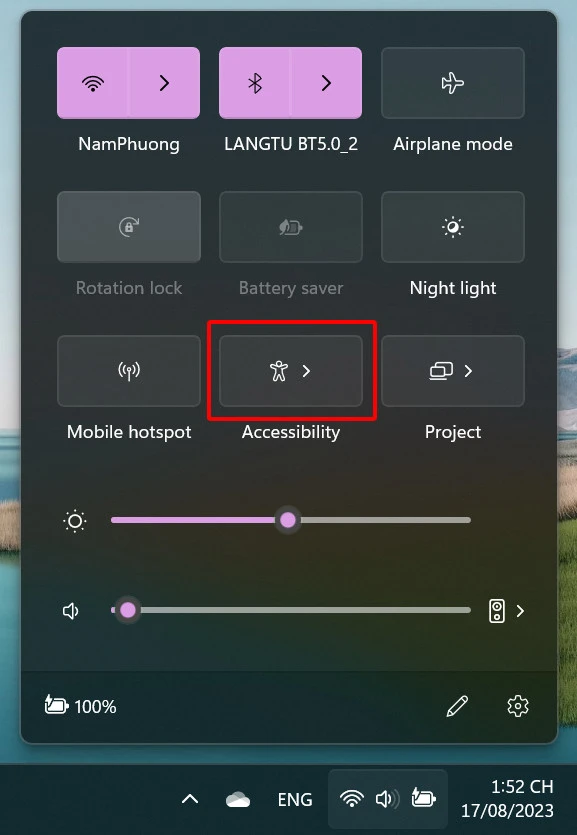 Sử dụng Quick Settings