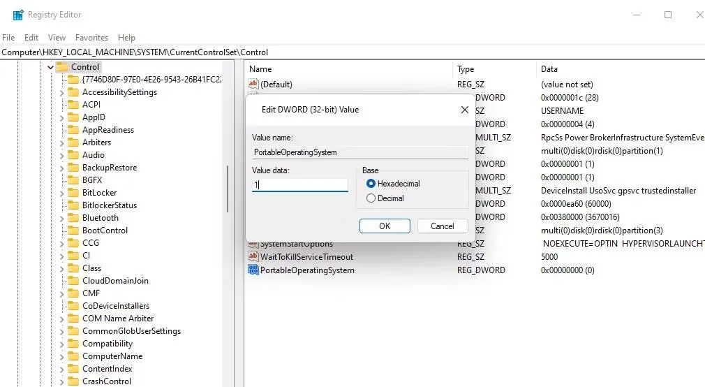 Cửa sổ Edit DWORD