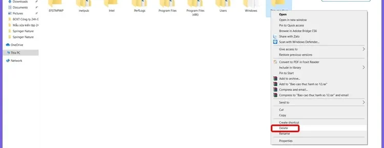 Thực hiện xóa file như bình thường