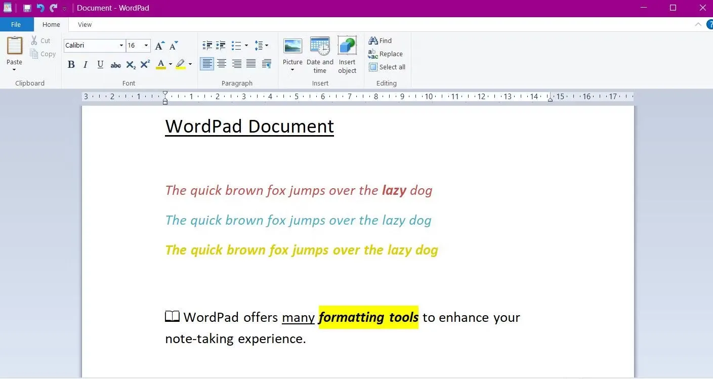 Ghi chú trên WordPad