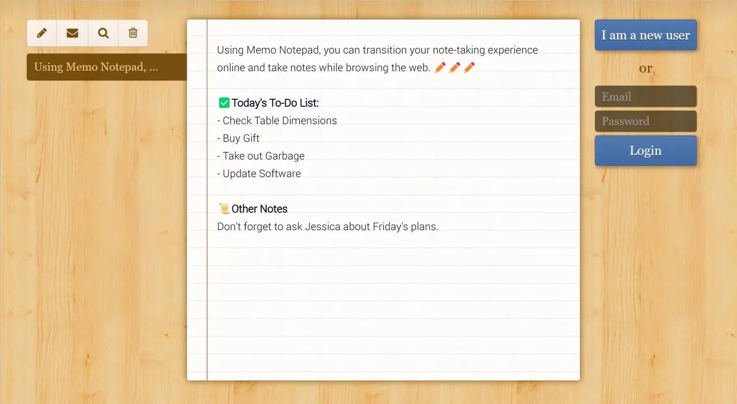 Ghi chú trực tuyến với Memo Notepad