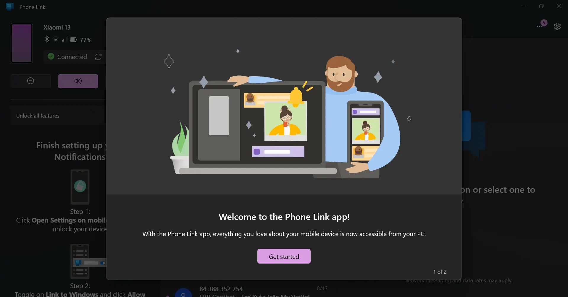 Nhận tin nhắn SMS trên máy tính Windows 11