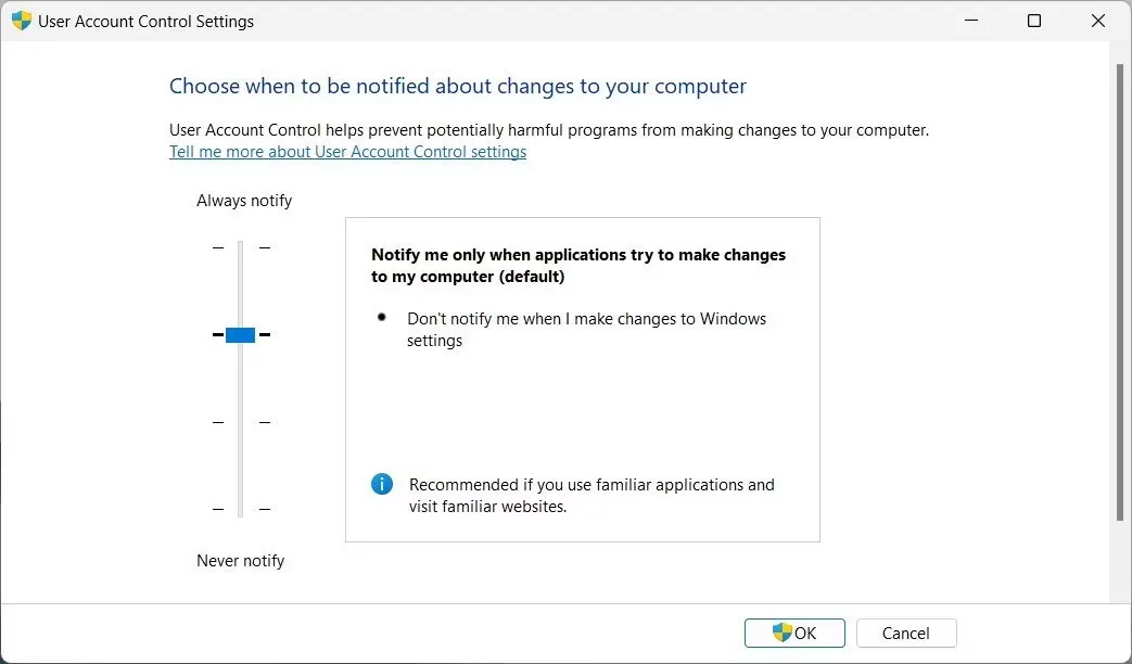 Cài đặt User Account Control