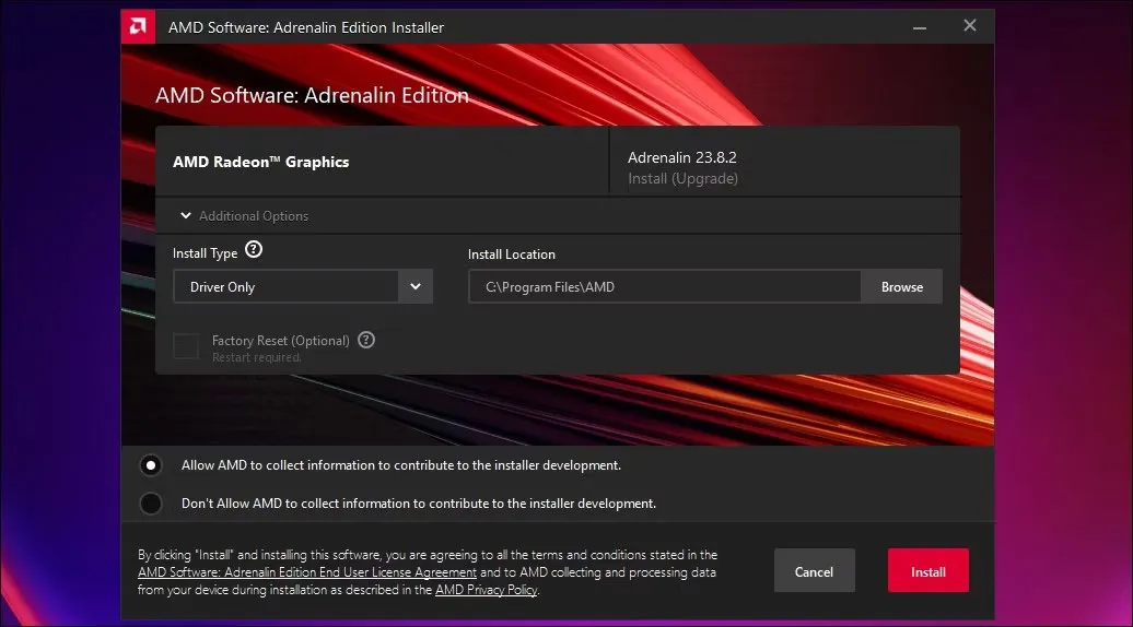Trình cài đặt Adrenaline Software