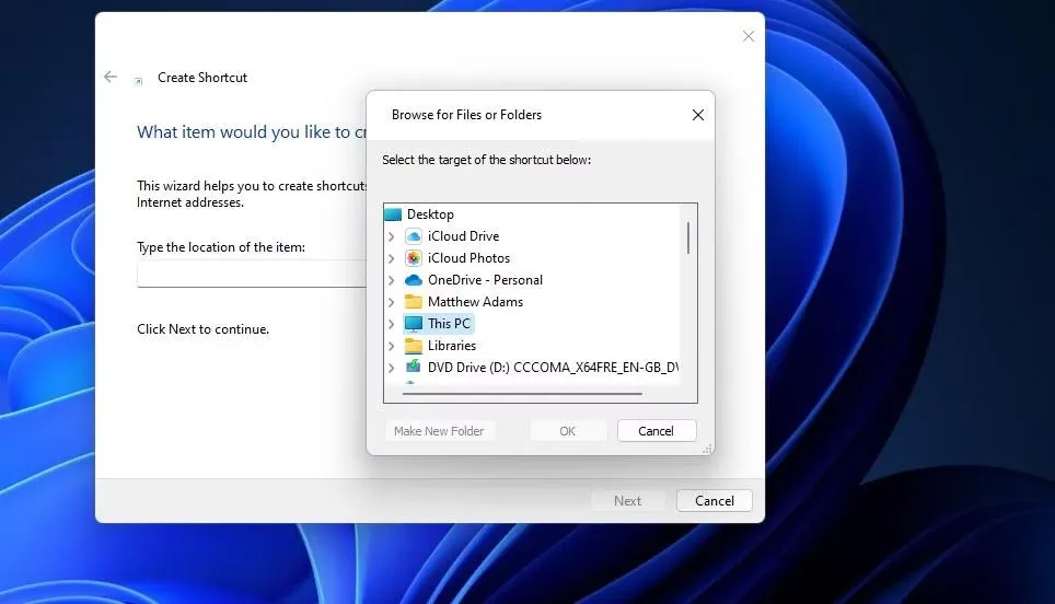 Công cụ Create Shortcut