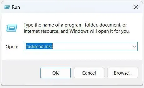 Mở Task Scheduler bằng Windows Run
