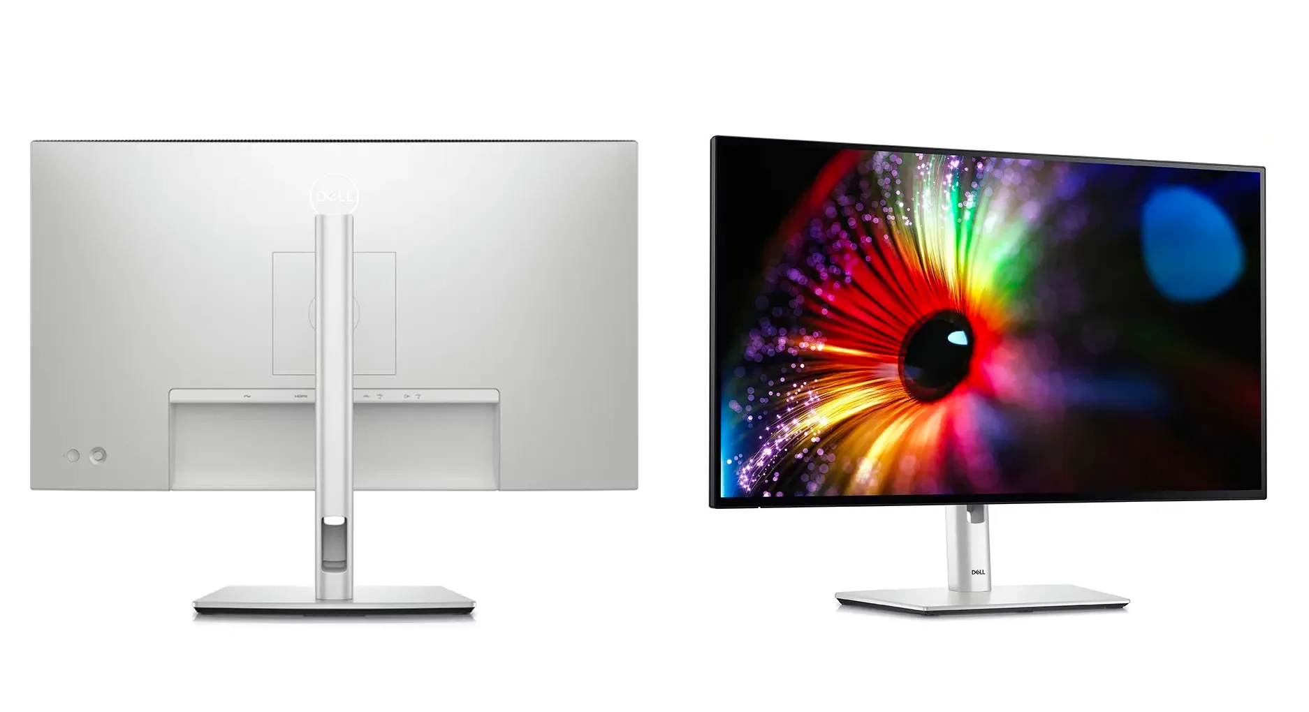 Màn hình Dell UltraSharp U2724D và UltraSharp U2724DE mặt trước và mặt sau