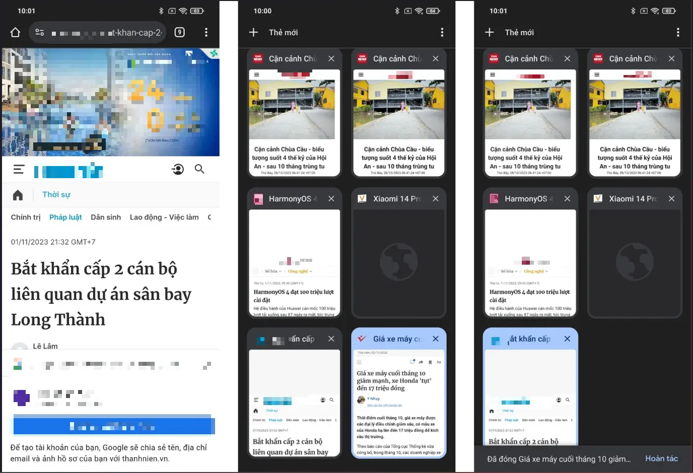 Đóng các tab không cần thiết