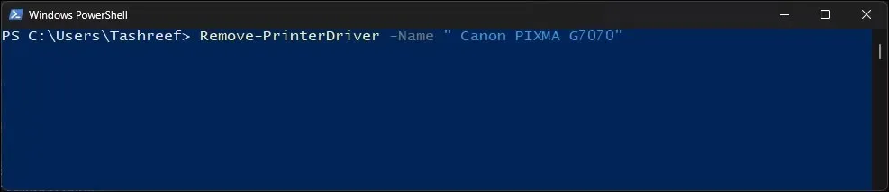 PowerShell chạy lệnh xóa máy in