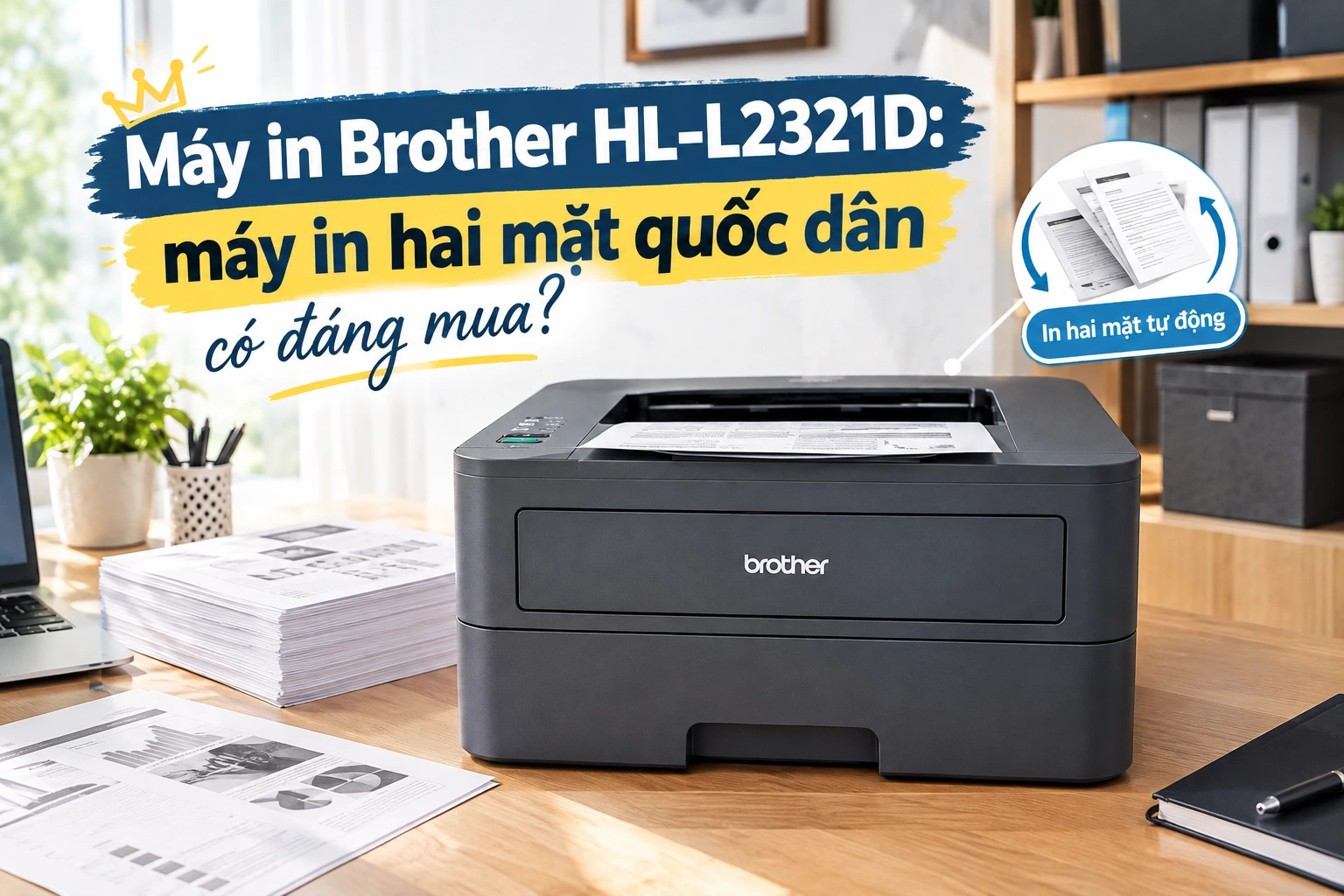 Máy in Brother HL-L2321D: máy in hai mặt quốc dân có đáng mua?